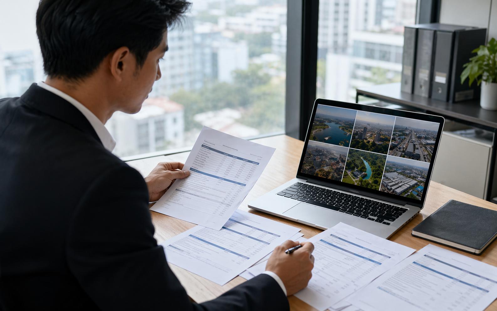 ผู้รับผิดชอบองค์กรกำลังเปรียบเทียบบริษัทถ่ายโดรนจากใบเสนอราคาและพอร์ตโฟลิโอ