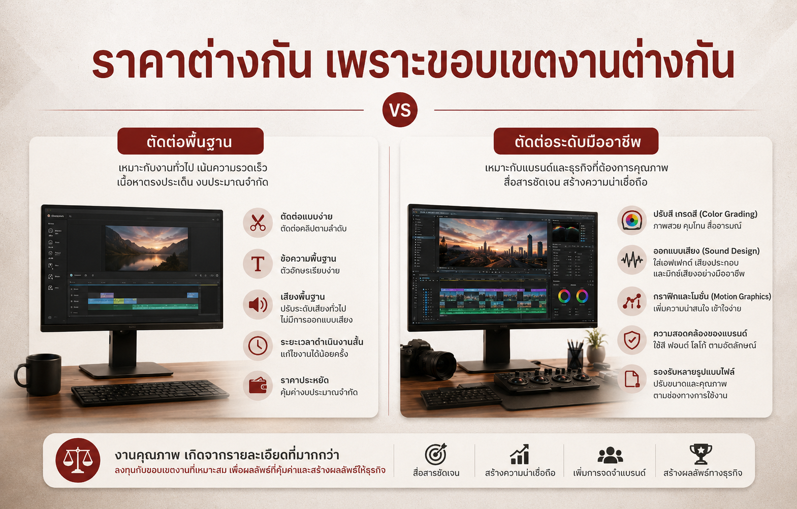 เหตุผลที่วิดีโอ 3 นาทีมีราคาตัดต่อไม่เท่ากัน