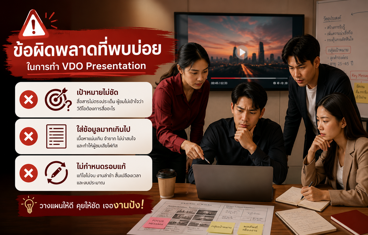 ข้อผิดพลาดที่พบบ่อยในการทำ VDO Presentation และวิธีป้องกัน