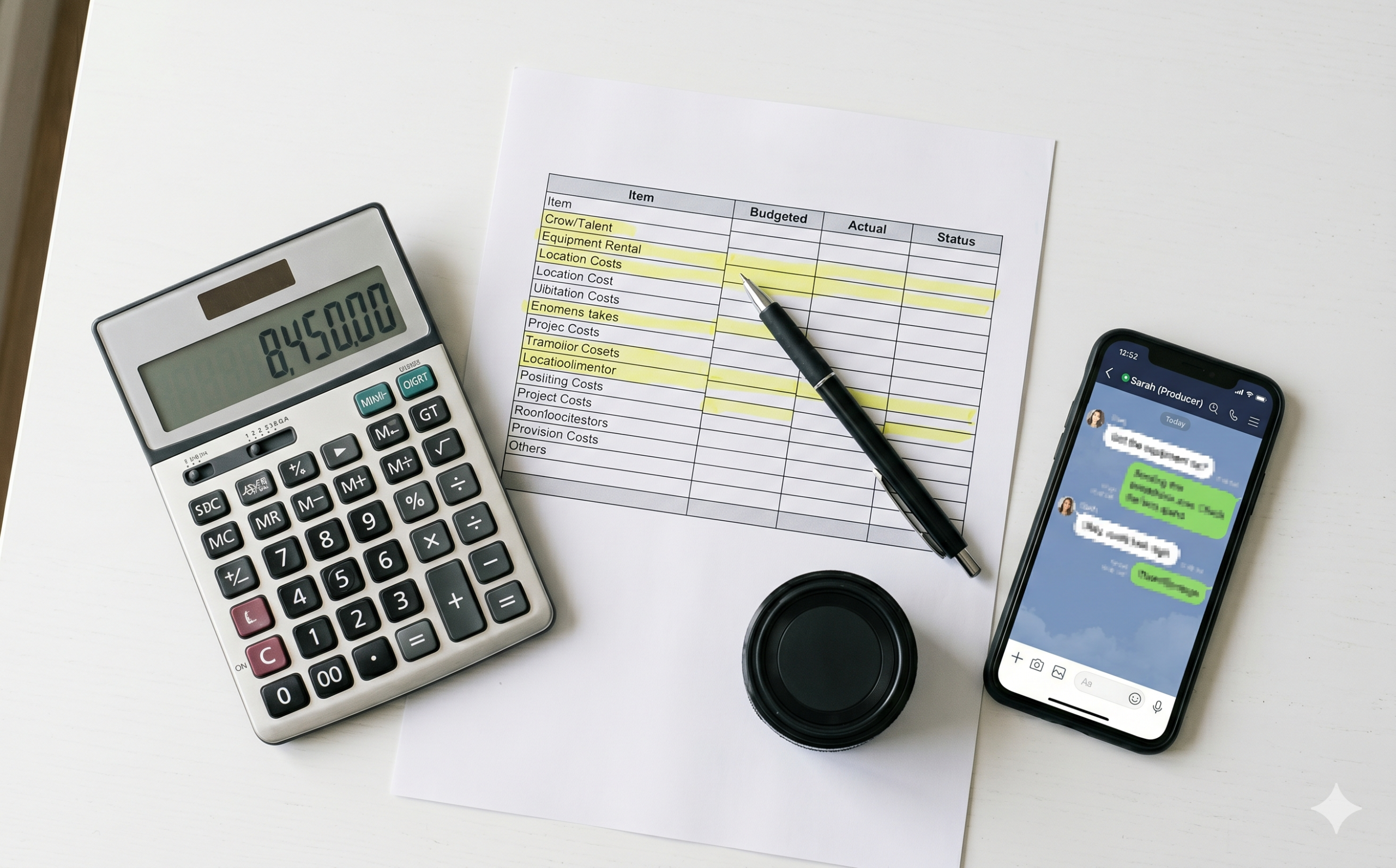 วางแผนงบประมาณผลิตวิดีโอ เครื่องคิดเลข สเปรดชีต และอุปกรณ์ถ่ายทำ