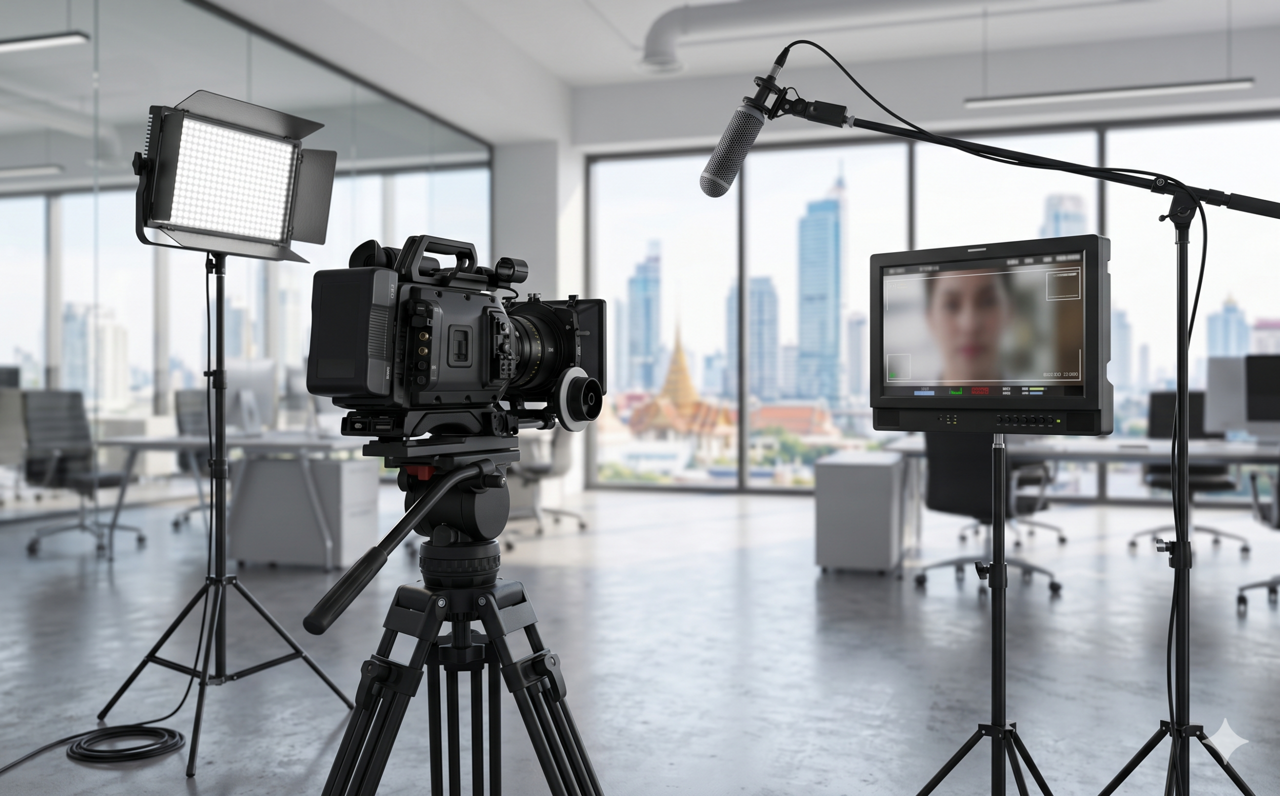 อุปกรณ์ถ่ายทำวิดีโอในสตูดิโอกรุงเทพฯ