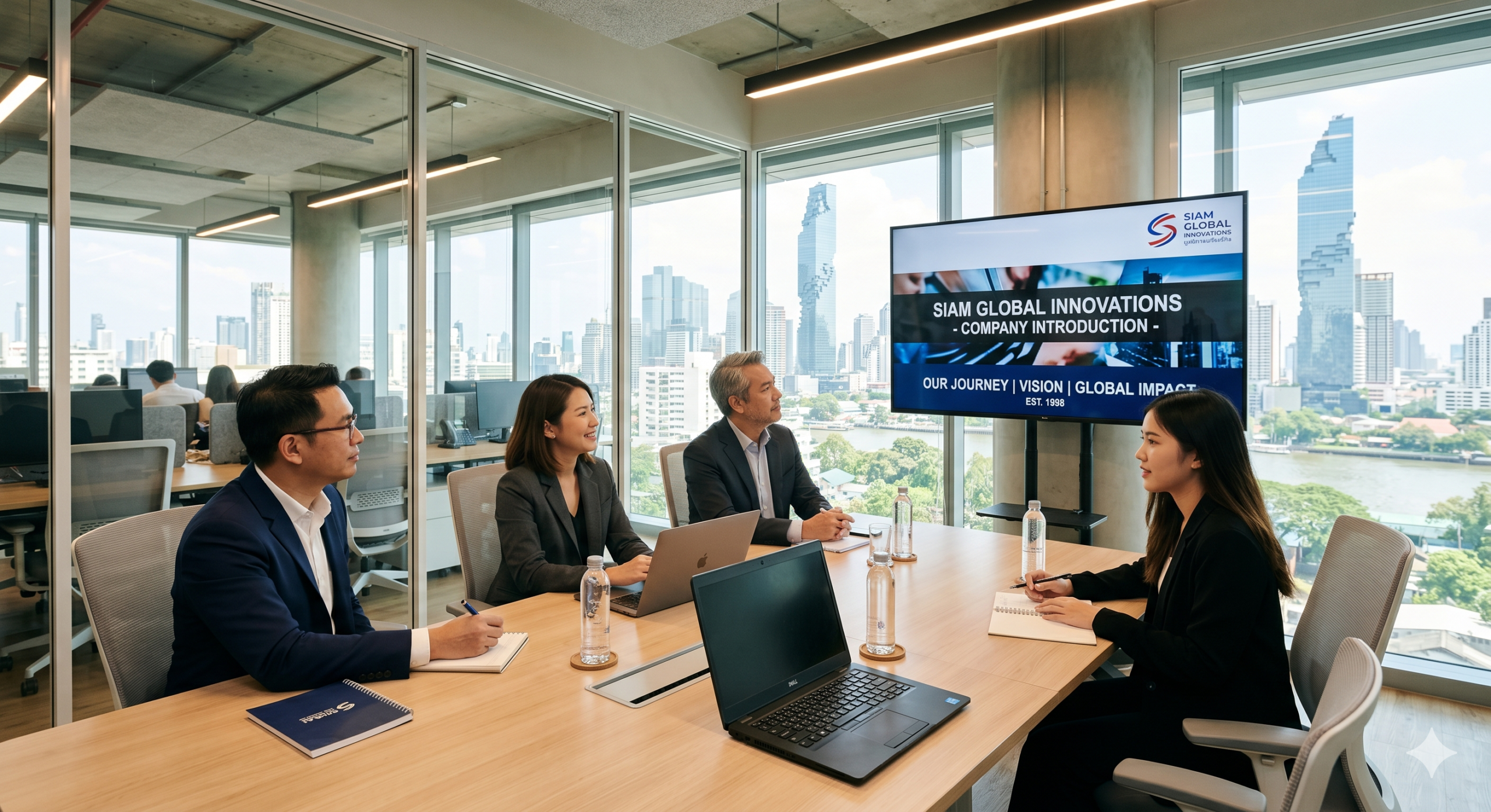 ห้องประชุมที่กำลังเปิด VDO Presentation แนะนำบริษัท