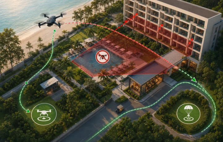 ถ่ายโดรนโรงแรมและรีสอร์ท 2026 | คู่มือก่อนจ้างและเตรียมงาน